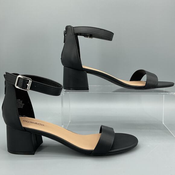 NEW Style & Co Women’s Janiee Ankle Strap Sandals Black Size 8.5M - Picture 1 of 11